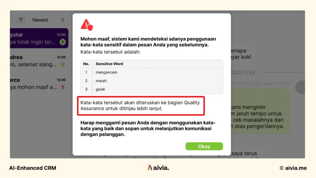 filter preventif di sensitive word blocker aivia