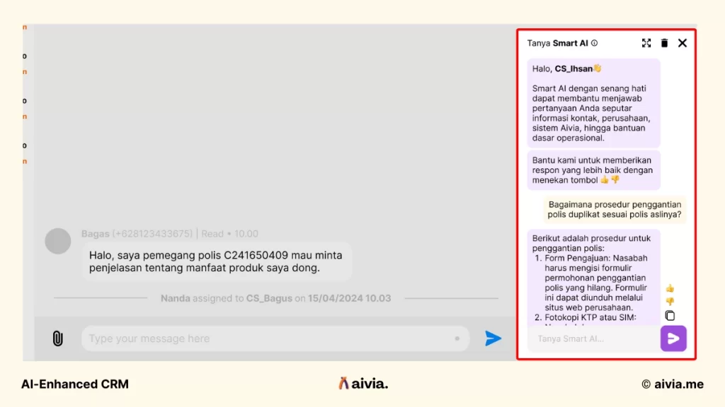 fitur smart ai di aivia crm untuk kebutuhan agen asuransi