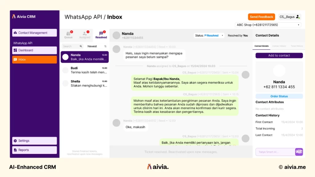 fitur inbox di aivia crm