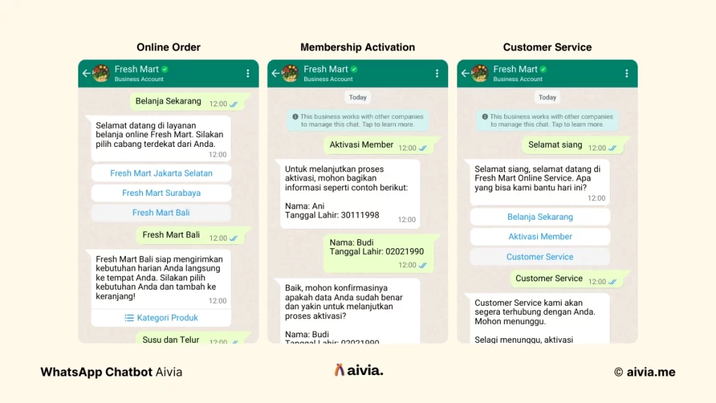 contoh chatbot yang ditanam di ui whatsapp untuk berbagai kegunaan