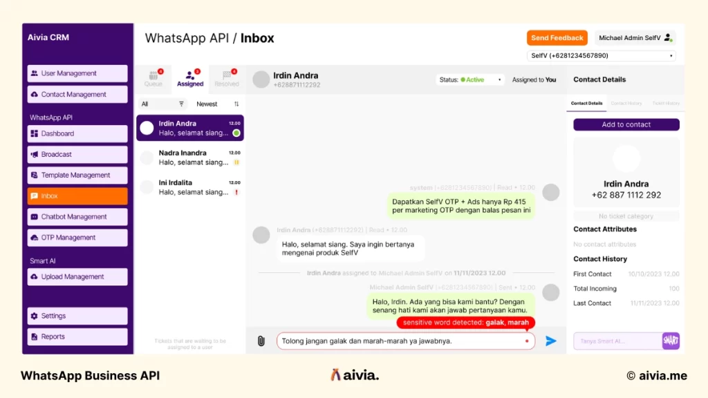 whatsapp business api yang sudah terintegrasi secara eksklusif dengan aivia crm