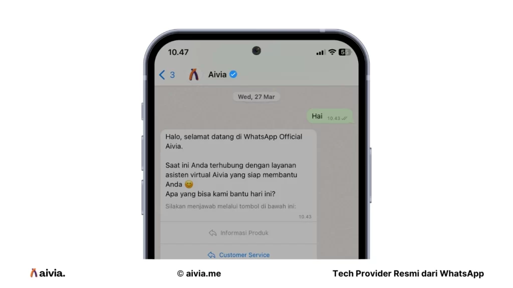 contoh whatsapp blue tick melalui whatsapp business api aivia