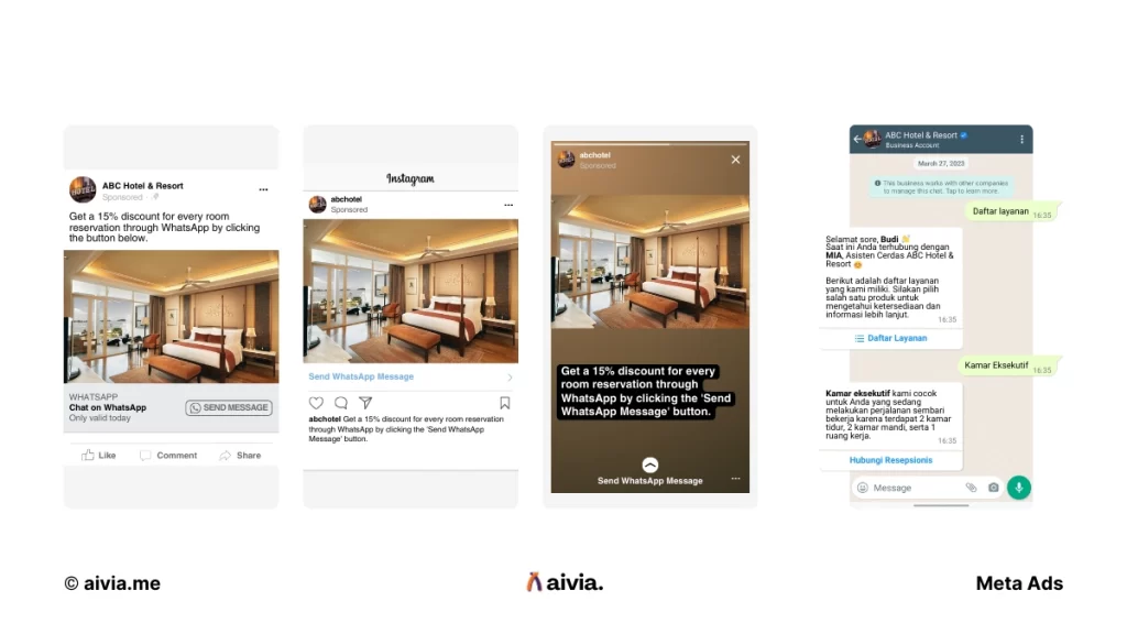 iklan click to whatsapp dari berbagai platform meta: facebook, instagram, dan whatsapp
