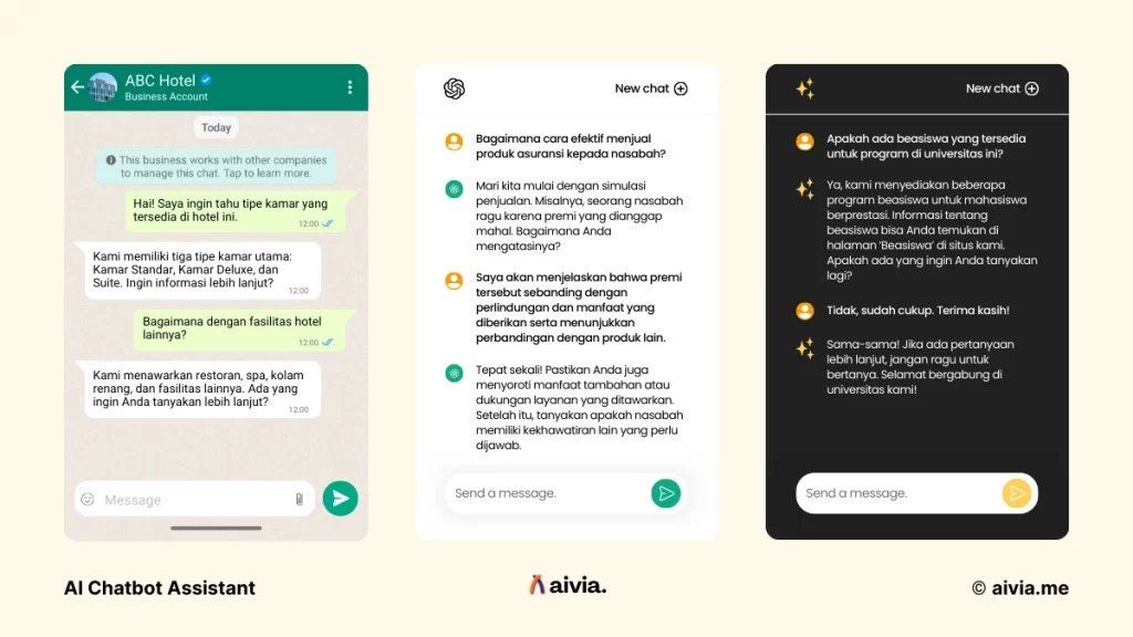 contoh chatbot ai assistant di berbagai platform