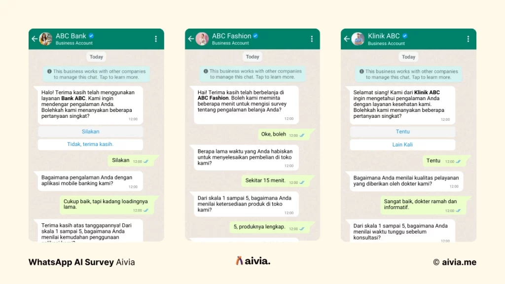 contoh whatsapp ai survei dari berbagai industri