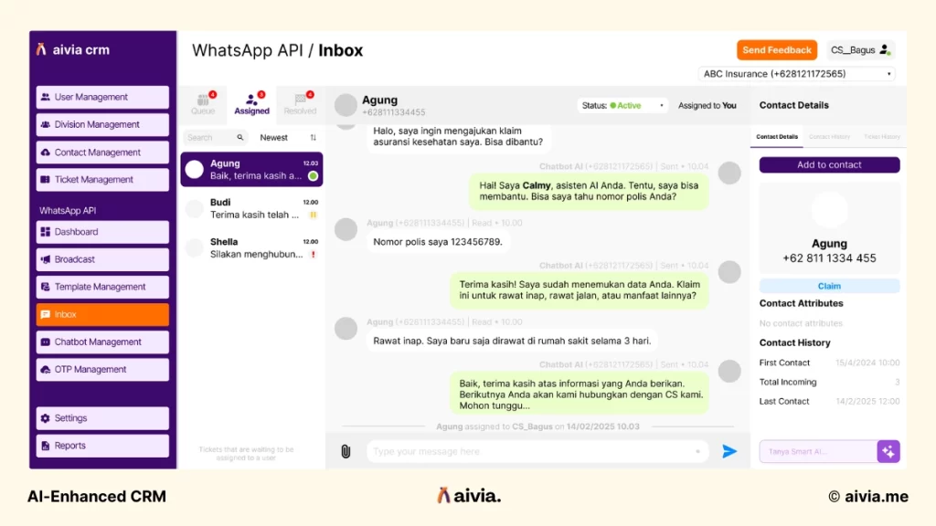 aivia crm berbasis ai untuk asuransi